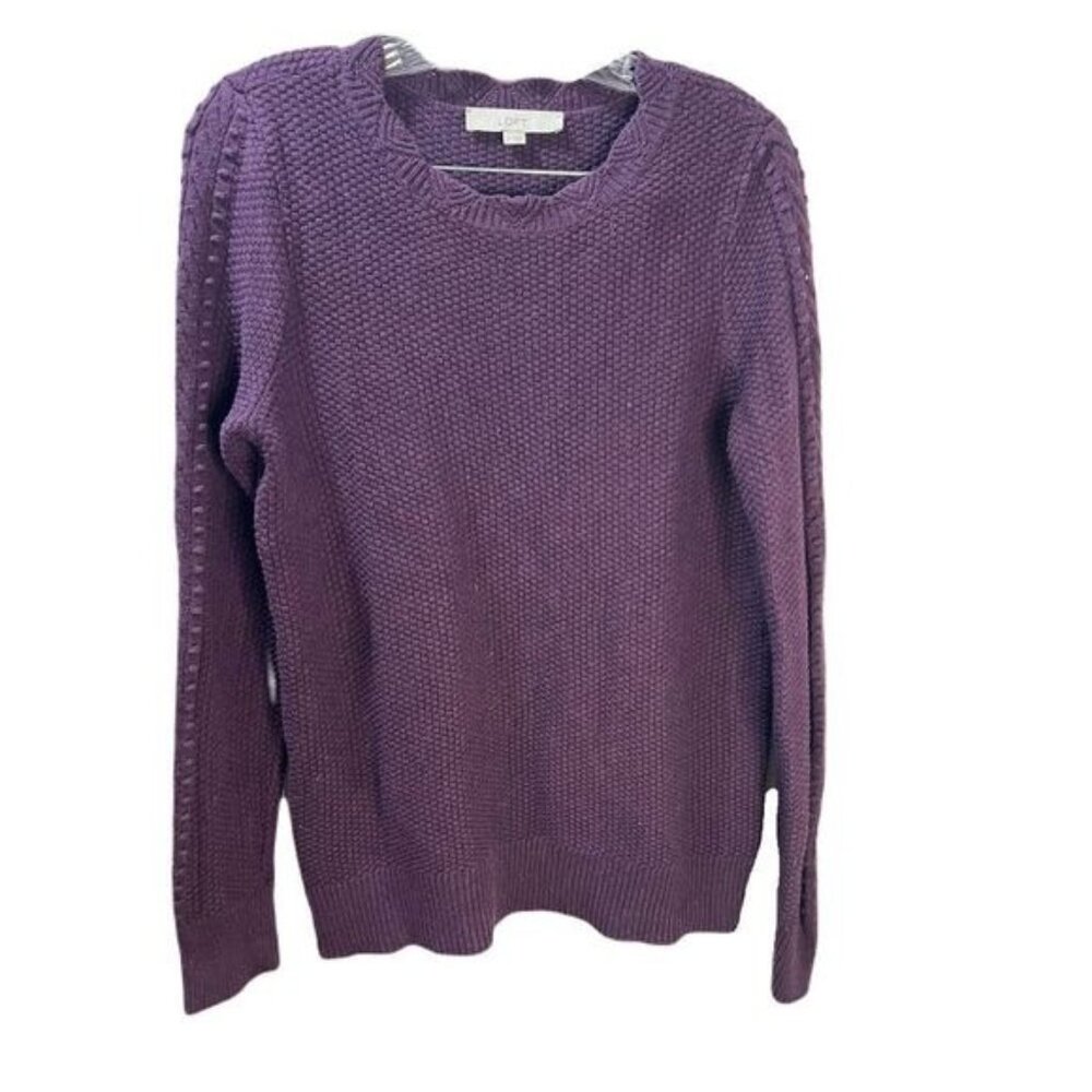 LOFT‎ Cable Knit Tunic Sweater Purple Medium